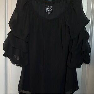 Coco Bianco Black Ruffled Blouse
